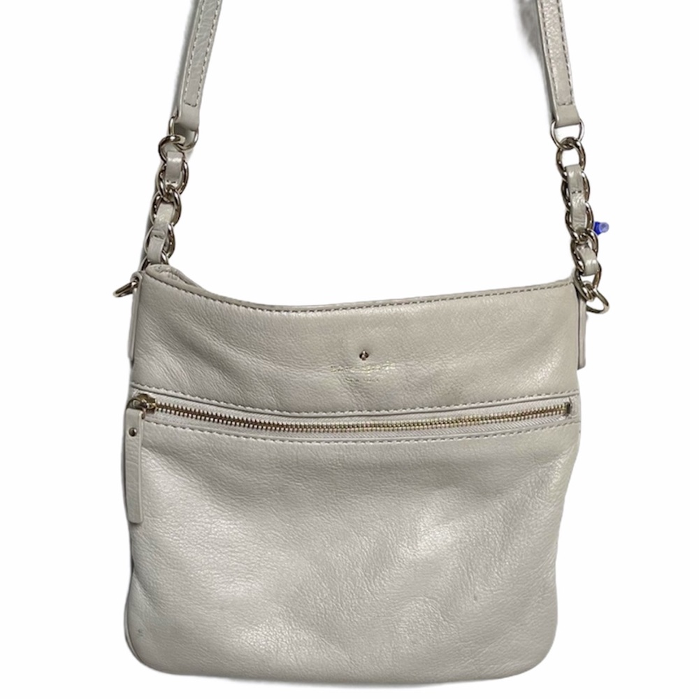 Kate Spade crossbody, light grey / silver / blue